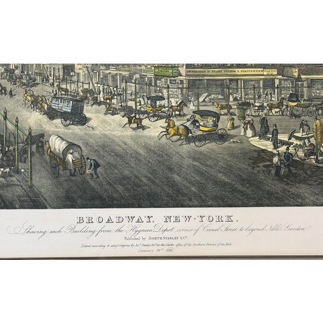 Vintage Lithograph of 19th Broadway Panoramic by Stanley" 39.75"w For Sale - Image 4 of 10