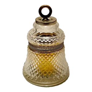1940s Vintage French Baccarat Style Crystal Cigarette Box in the Shape of a Bell