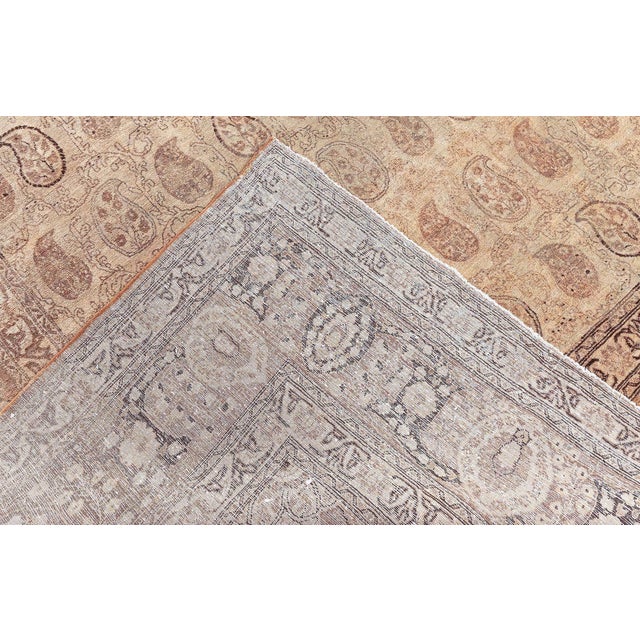 Beige Authentic 19th Century Persian Tabriz Handmade Wool Rug For Sale - Image 8 of 8