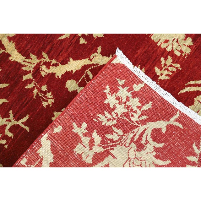 Red 8x10 Deep Red & Gold Chinoiserie Rug | 8'2"x10'3" Hand-Knotted Afghan Wool For Sale - Image 8 of 8