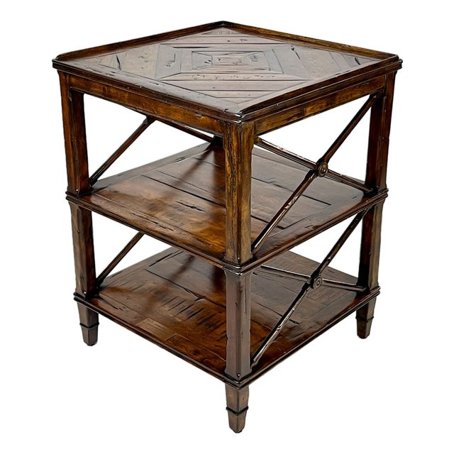 Theodore Alexander Castle Bromwich Parquetry Three-Tier Side Table For Sale