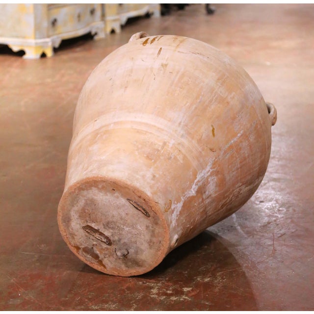 19th Century French Glazed Terracotta Olive Oil Jar With Handles and Spout For Sale - Image 12 of 12
