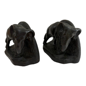 Vintage Elephant Bookends – Mid-Century Cast Metal Pair