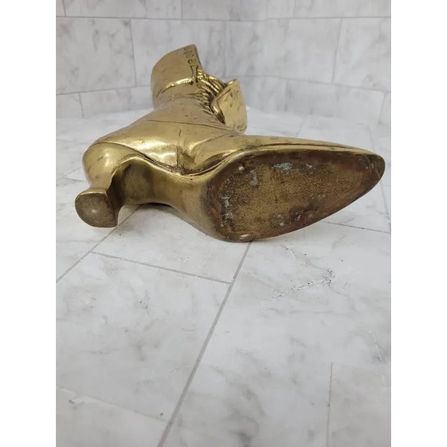 1970s Vintage Victorian Brass Boot Vase Display For Sale - Image 5 of 6
