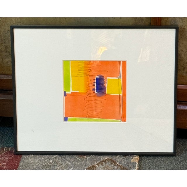 Abstract Isabel Wyatt "Orange Color Form" Original Painting, Signed For Sale - Image 3 of 10