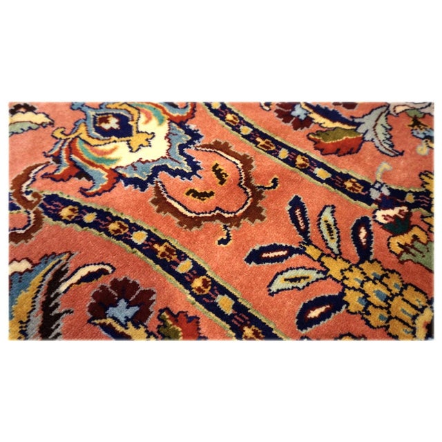 Antique Persian Tabriz Pahlavi Wool 11x17 Orange, Blue & Green Handmade Area Rug #9902606 For Sale - Image 9 of 13