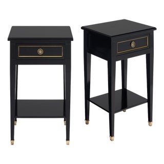 French Side Tables, Directoire Style, Ebonized Mahogany, 19th Century For Sale