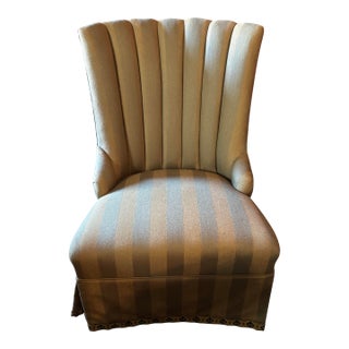 Early 20th Century Slipper Chair in Green Wool Fabric For Sale