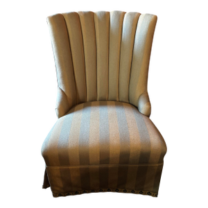 Early 20th Century Slipper Chair in Green Wool Fabric