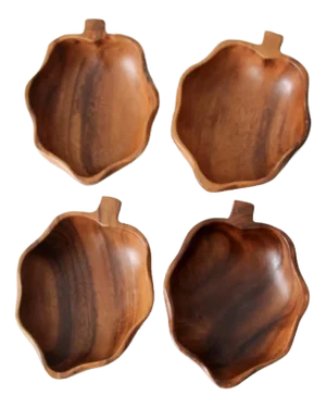 Mid Century Monkey Pod Wood Bowl Set of 4