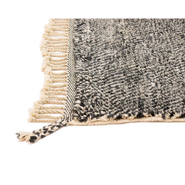 Black Large Abstract Hand-Knotted Wool Rug by Azele Studio For Sale - Image 8 of 9