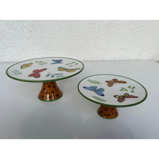 1007 Lynn Chase "Butterfly Paradise" Piece Stacking Cake Stands- Set of 2 For Sale - Image 9 of 9