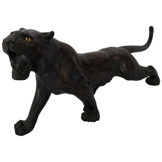 Japanese Patinated Bronze Figure of a Tiger For Sale