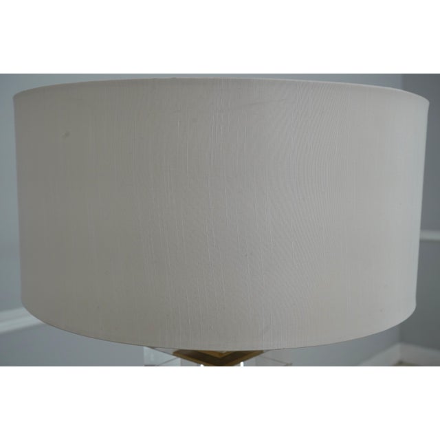 1990s Modern Design Glass and Brass Decorator Table Lamps - a Pair For Sale - Image 4 of 10