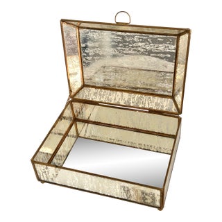 Vintage Brass and Mirrored Mercury Glass Lidded Box For Sale