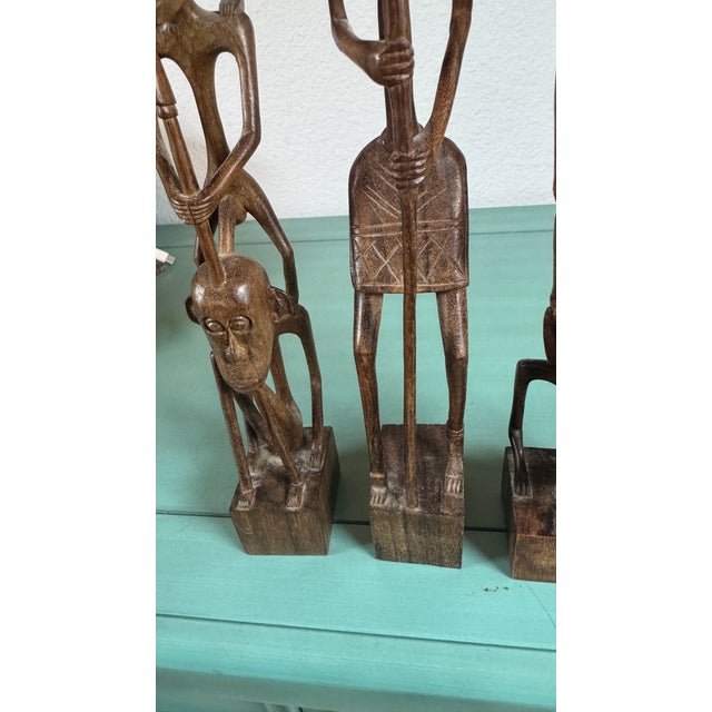 1960s African Ebony Stick Totem Figures, Malawi Tribal Wooden Sculptures 3 Pc For Sale - Image 13 of 15