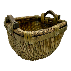 Vintage Rustic Wood Green Decor & Storage Basket