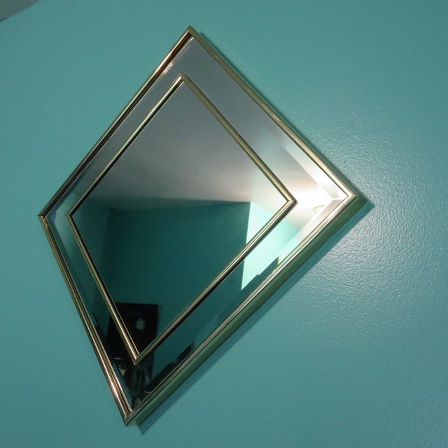 Modern 1980s Square Brass Double Frame With Beveled Edged Mirror For Sale - Image 3 of 14