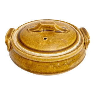 Vintage Studio Pottery Small Casserole Dish Mustard-Brown Rustic Stoneware For Sale