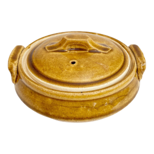 Vintage Studio Pottery Small Casserole Dish Mustard-Brown Rustic Stoneware
