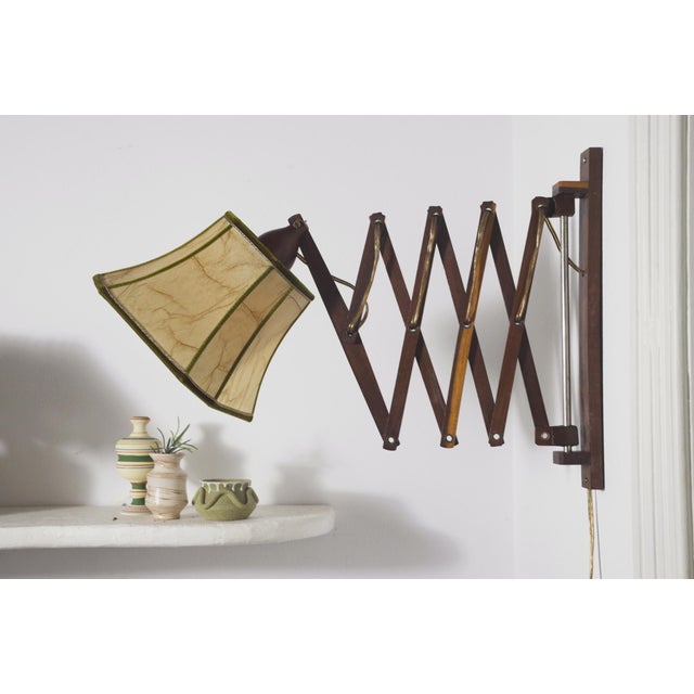 Mid-Century Modern Scissor Wall Lamp in Green Velvet, 1950s For Sale - Image 9 of 11