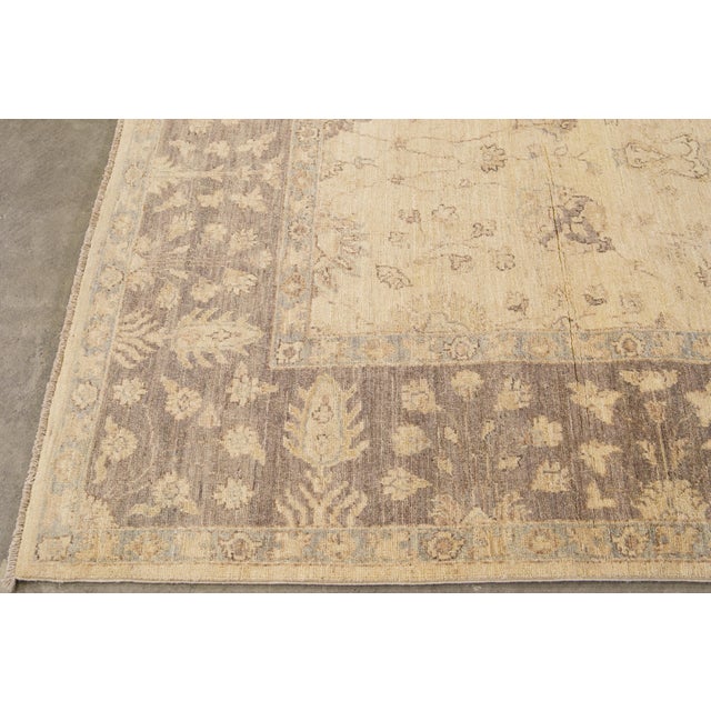 Handcrafted Modern Paki Peshawar Beige Wool Rug With Palmettes Design For Sale - Image 12 of 12