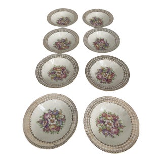 Mid 20th Century 22k Gold China Dessert Bowls-Set of 8 For Sale