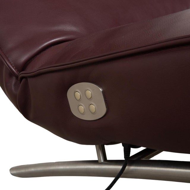 Animal Skin Burgundy Jonas Lounger with Electric Relaxation Function from Koinor For Sale - Image 7 of 18