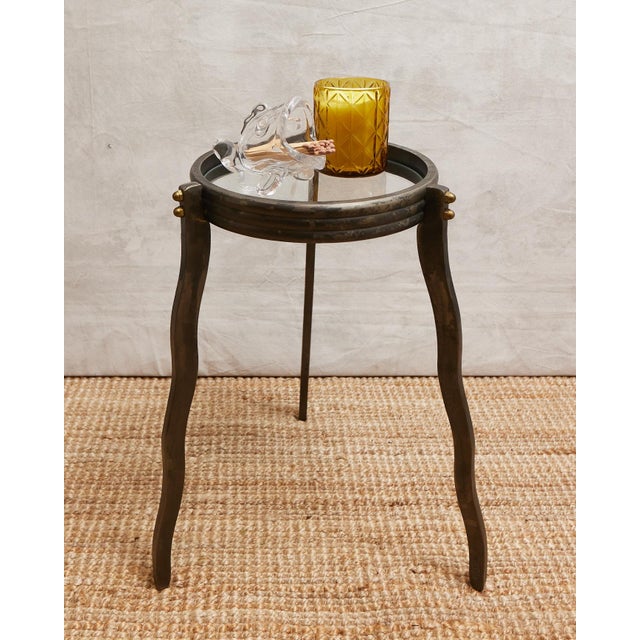 1980s 1980s Will Stone Wavy Squiggle Metal Side Table For Sale - Image 5 of 16