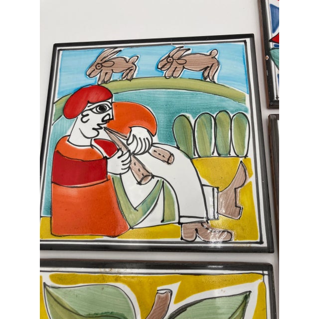 Ceramic Italian Tile with Abstract designs. Marked "Semigres Made In Italy" on the back. Would make sweet decorative wall...