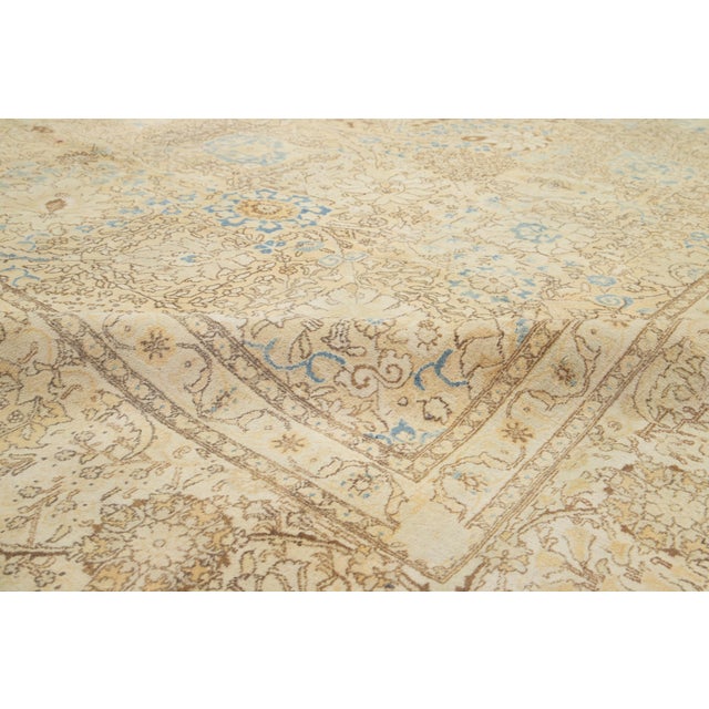 Beige 1920s Antique Persian Tabriz Beige Wool Rug With Allover Floral Pattern For Sale - Image 8 of 10