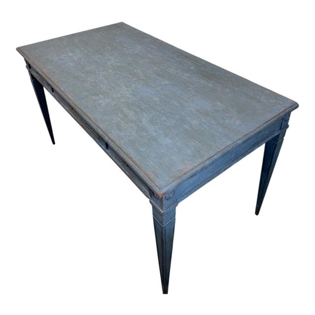 Blue Antique Swedish Writing Desk, 1890s For Sale - Image 8 of 10