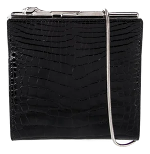 1990s Cartier Panthere Alligator Embossed Leather Clasp Shoulder Evening Clutch Bag