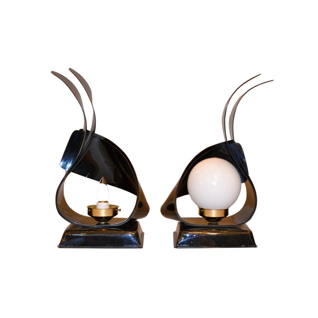 Black Acrylic Sculptural Table Lamps by Acrylic Design Pair Chairish