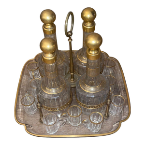 19th Century French Baccarat Crystal Cave À Liqueur Tantalus Set - Set of 12