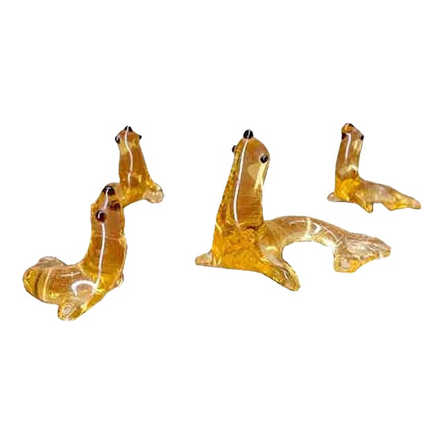 Mouth-Blown Glass Seal Sculptures from Lauscha, 1960s, Set of 4 For Sale