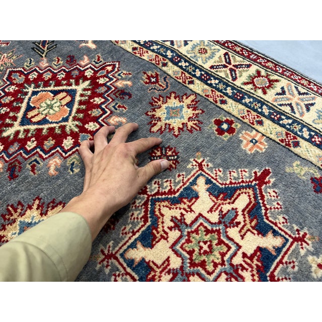 Charcoal Gray, Cream and Red Kazak Wool Runner Rug, 2'8" X 9'6" For Sale - Image 10 of 17
