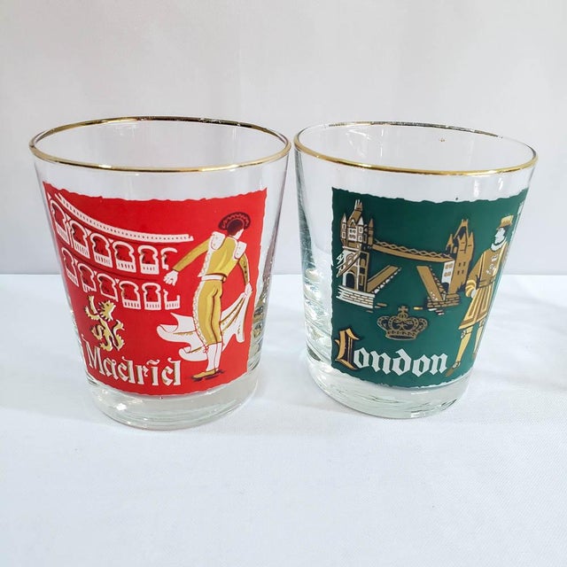 1960's Libbey International Cities of the World Double Old Fashion Glasses Set of 5 Chairish