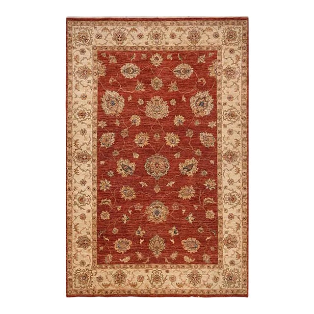 Handwoven Indian Agra Area Rug 6'1" X 9'3" For Sale