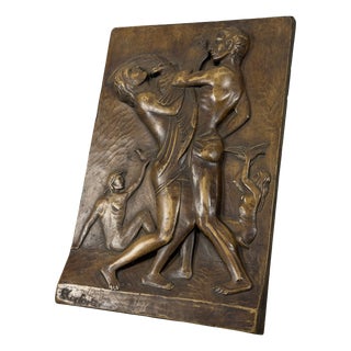 High Relief Falconer Sculpture Panel in Wood by P. Conforti, 20th Century For Sale