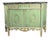 Vintage Neoclassical Green & Gold Painted Sideboard / Buffet With Black Marble Top For Sale