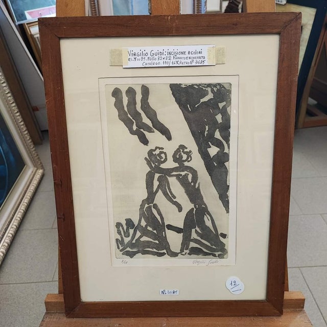 Virgilio Guidi, Color Engraving, Framed For Sale - Image 10 of 10