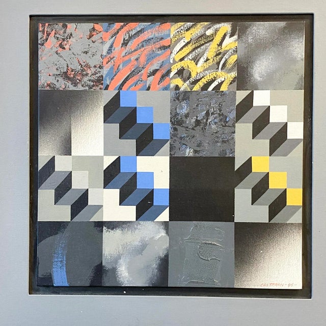 Gray Postmodern Original Jorge Casteran (Uruguayan, 1944-2016) Painting For Sale - Image 8 of 13