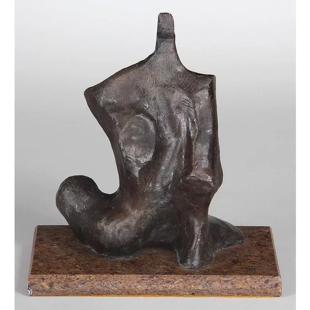 Vintage Bronze Abstract Sculpture after Henry Moore Mounted on Granite Plinth For Sale - Image 4 of 8