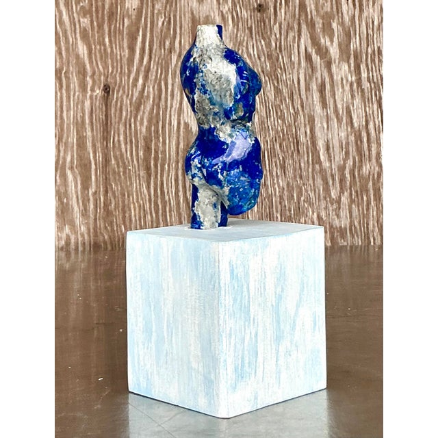 Vintage Boho Carved Stone Female Torso Sculpture For Sale - Image 4 of 12