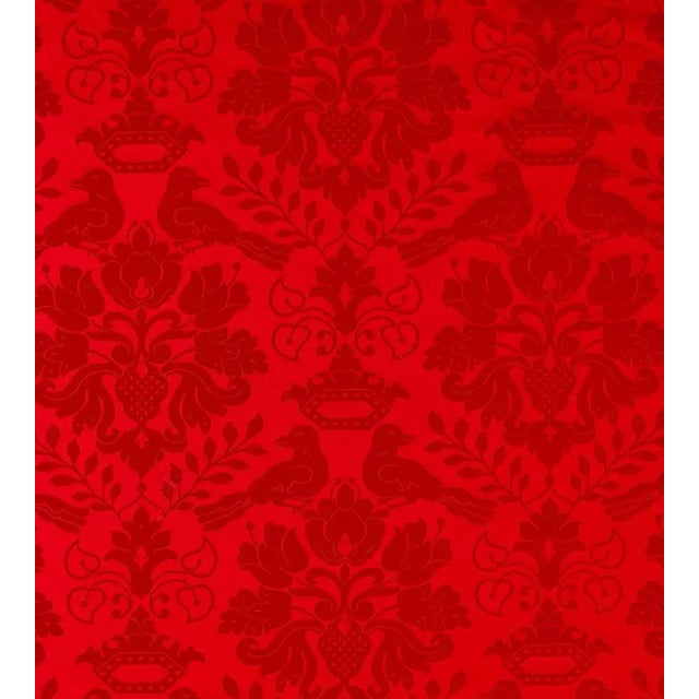 Traditional The House of Scalamandré Love Bird Fabric, Ruby For Sale - Image 3 of 3