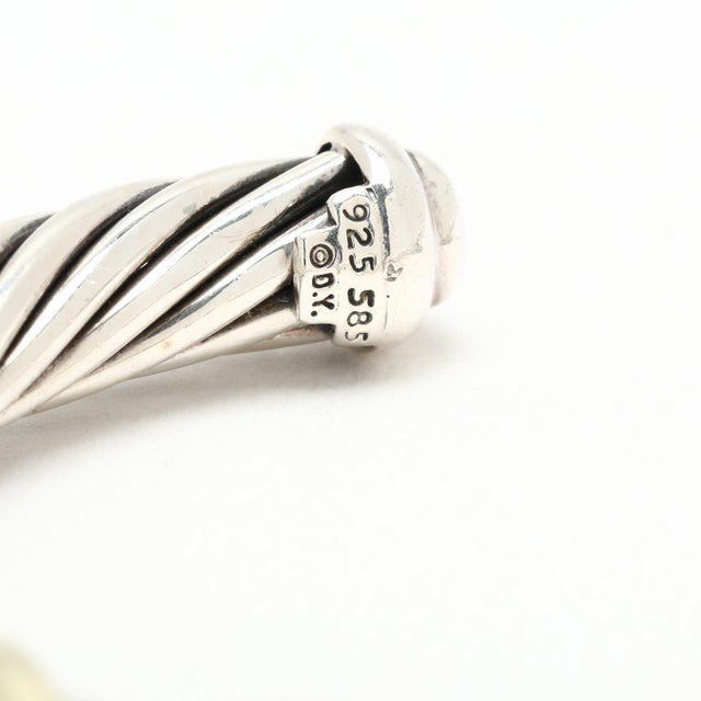 Early 21st Century David Yurman Double X Cuff Bracelet, Sterling Silver & 14k Yellow Gold, 7 Inches For Sale - Image 5 of 7