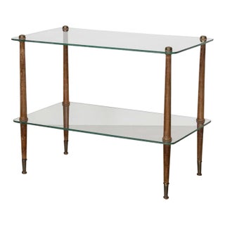 French Wood and Glass Two-Tier Side Table For Sale