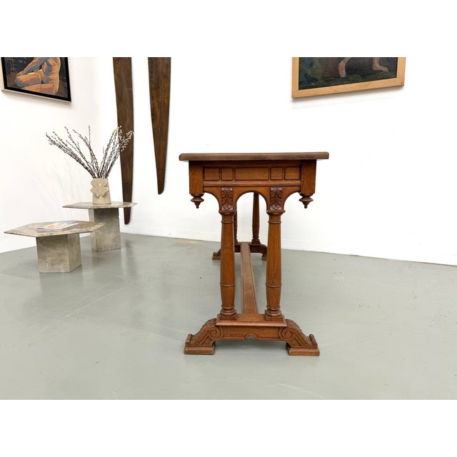 Carved Oak Console Table, 1900s For Sale - Image 11 of 16