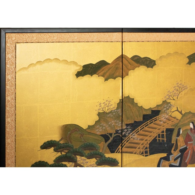 1950s "The Tale of Genji", 1950s Showa Era Japanese Painted Byobu Screen For Sale - Image 5 of 18